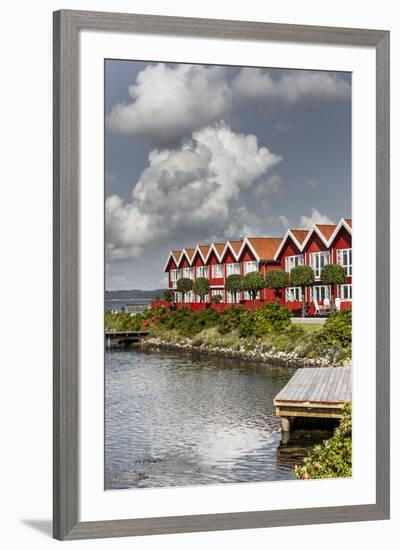 Houses in the yacht harbour of Ebeltoft, Denmark-By-Framed Photographic Print