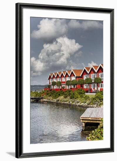 Houses in the yacht harbour of Ebeltoft, Denmark-By-Framed Photographic Print