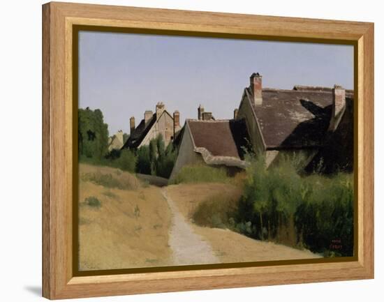 Houses near Orléans. c.1830-Jean-Baptiste-Camille Corot-Framed Premier Image Canvas