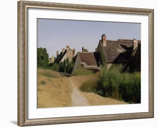 Houses near Orléans. c.1830-Jean-Baptiste-Camille Corot-Framed Giclee Print