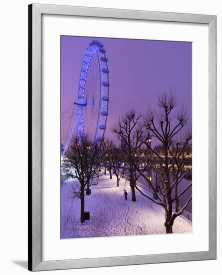 Houses of Parliament and London Eye in Winter, London, England, United Kingdom, Europe-Stuart Black-Framed Photographic Print
