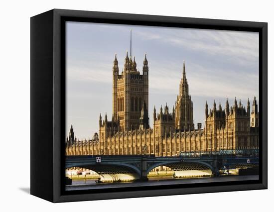 Houses of Parliament and Westminster Bridge-Walter Bibikow-Framed Premier Image Canvas