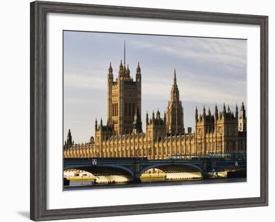 Houses of Parliament and Westminster Bridge-Walter Bibikow-Framed Photographic Print