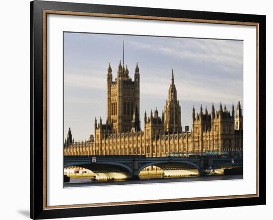 Houses of Parliament and Westminster Bridge-Walter Bibikow-Framed Photographic Print