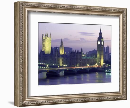 Houses of Parliament at Night, London, England-Walter Bibikow-Framed Photographic Print