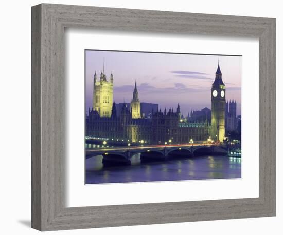 Houses of Parliament at Night, London, England-Walter Bibikow-Framed Photographic Print