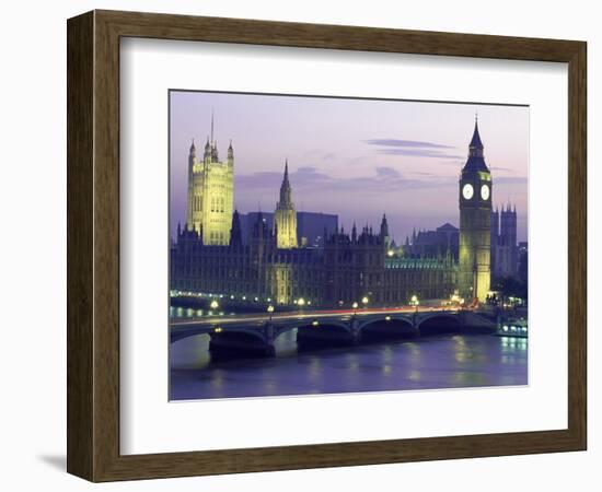 Houses of Parliament at Night, London, England-Walter Bibikow-Framed Photographic Print