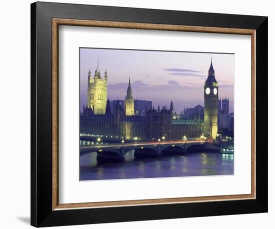 Houses of Parliament at Night, London, England-Walter Bibikow-Framed Photographic Print