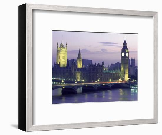 Houses of Parliament at Night, London, England-Walter Bibikow-Framed Photographic Print