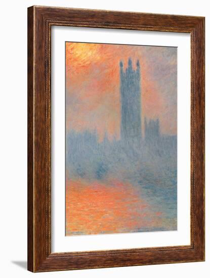 Houses of Parliament, Effect of Sunlight in the Fog-Claude Monet-Framed Art Print