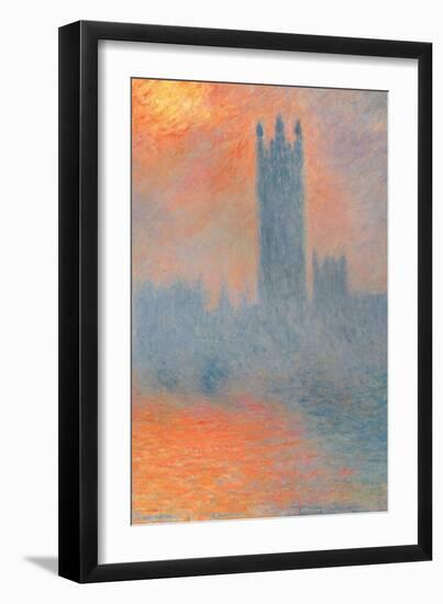 Houses of Parliament, Effect of Sunlight in the Fog-Claude Monet-Framed Art Print