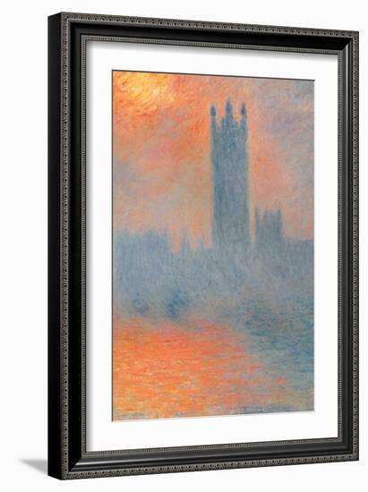 Houses of Parliament, Effect of Sunlight in the Fog-Claude Monet-Framed Art Print