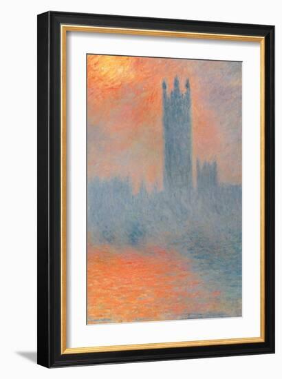 Houses of Parliament, Effect of Sunlight in the Fog-Claude Monet-Framed Art Print