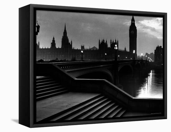 Houses of Parliament Seen Across Westminster Bridge at Dawn, Regarding Poet William Wordsworth-Nat Farbman-Framed Premier Image Canvas