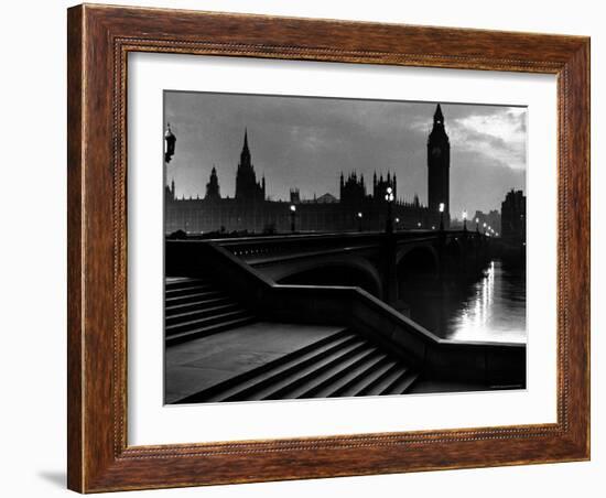 Houses of Parliament Seen Across Westminster Bridge at Dawn, Regarding Poet William Wordsworth-Nat Farbman-Framed Photographic Print