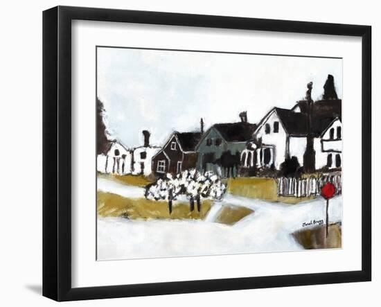 Houses on 7Th Street, C.2020 (Watercolor, Casein and Charcoal on Paper)-Janel Bragg-Framed Giclee Print