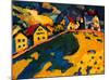 Houses on a Hill, 1909-Wassily Kandinsky-Mounted Giclee Print