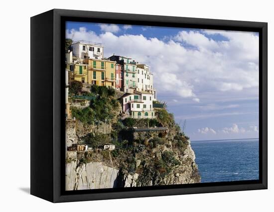 Houses on Sea Cliff in Manarola-Merrill Images-Framed Premier Image Canvas