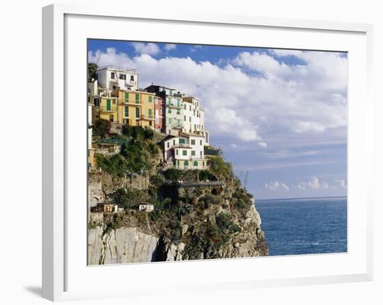 Houses on Sea Cliff in Manarola-Merrill Images-Framed Photographic Print