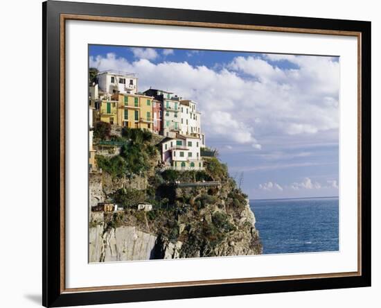 Houses on Sea Cliff in Manarola-Merrill Images-Framed Photographic Print