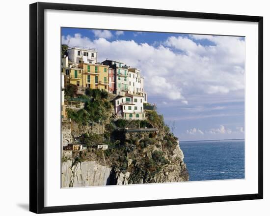 Houses on Sea Cliff in Manarola-Merrill Images-Framed Photographic Print