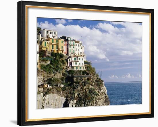 Houses on Sea Cliff in Manarola-Merrill Images-Framed Photographic Print