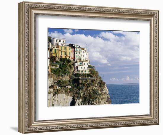 Houses on Sea Cliff in Manarola-Merrill Images-Framed Photographic Print