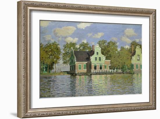 Houses on the Bank of the River Zaan, 1871/72-Claude Monet-Framed Giclee Print