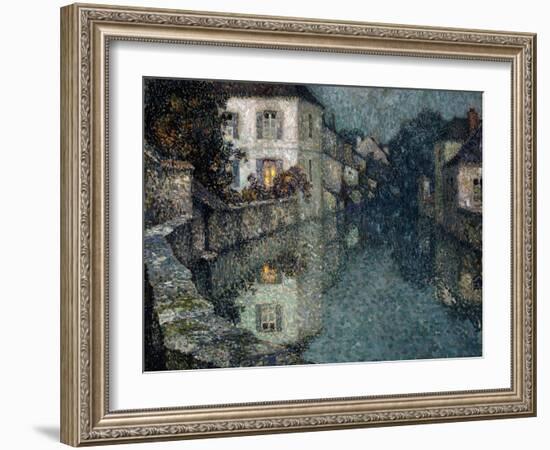 Houses on the Canal, Nemours; Maisons Sur Le Canal, Nemours-Henri Eugene Augustin Le Sidaner-Framed Giclee Print