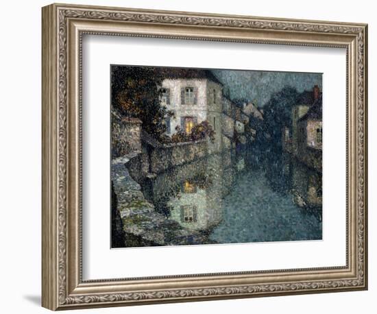 Houses on the Canal, Nemours-Henri Eugene Augustin Le Sidaner-Framed Giclee Print