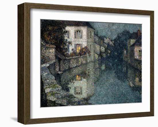 Houses on the Canal, Nemours-Henri Eugene Augustin Le Sidaner-Framed Giclee Print