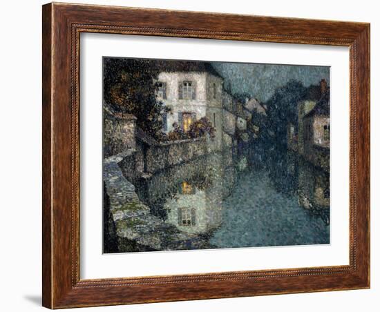 Houses on the Canal, Nemours-Henri Eugene Augustin Le Sidaner-Framed Giclee Print