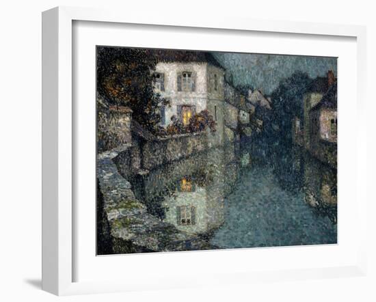 Houses on the Canal, Nemours-Henri Eugene Augustin Le Sidaner-Framed Giclee Print