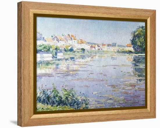 Houses on the Lake in Boitsfort-Paul Mathieu-Framed Premier Image Canvas