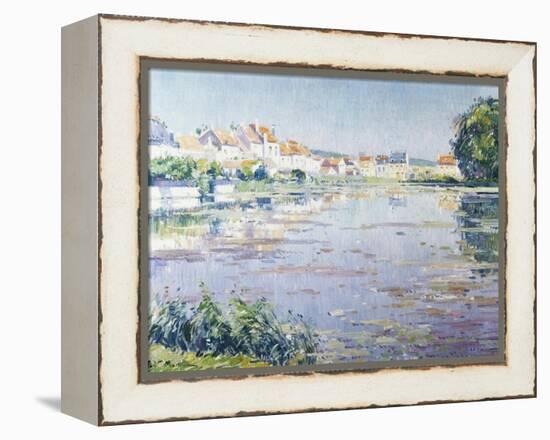 Houses on the Lake in Boitsfort-Paul Mathieu-Framed Premier Image Canvas
