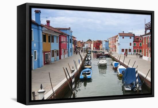 Houses on the waterfront, Burano, Venice, Veneto, Italy.-Nico Tondini-Framed Premier Image Canvas