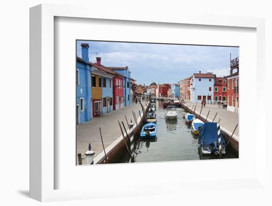 Houses on the waterfront, Burano, Venice, Veneto, Italy.-Nico Tondini-Framed Photographic Print