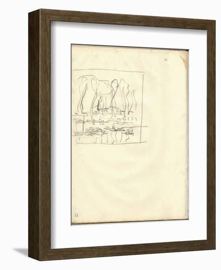 Houses Seen Through a Curtain of Trees (Pencil on Paper)-Claude Monet-Framed Giclee Print