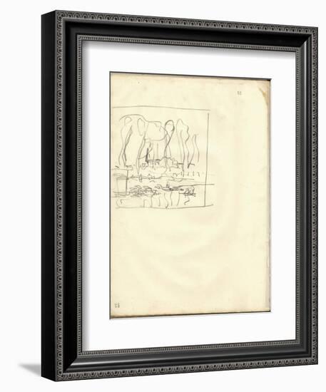 Houses Seen Through a Curtain of Trees (Pencil on Paper)-Claude Monet-Framed Giclee Print