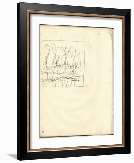 Houses Seen Through a Curtain of Trees (Pencil on Paper)-Claude Monet-Framed Giclee Print