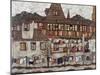 Houses with Clothes Drying, 1917-Egon Schiele-Mounted Giclee Print