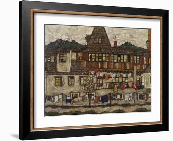 Houses with clothes drying. 1917-Egon Schiele-Framed Giclee Print