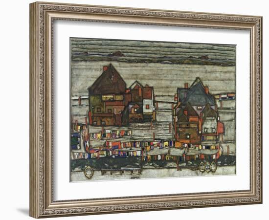 Houses with Washing Lines, 1914-Egon Schiele-Framed Giclee Print