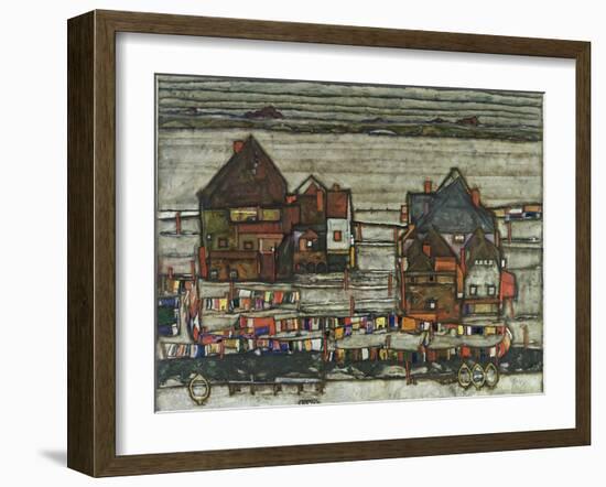 Houses with Washing Lines, 1914-Egon Schiele-Framed Giclee Print