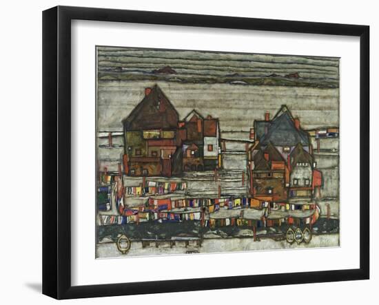 Houses with Washing Lines, 1914-Egon Schiele-Framed Giclee Print