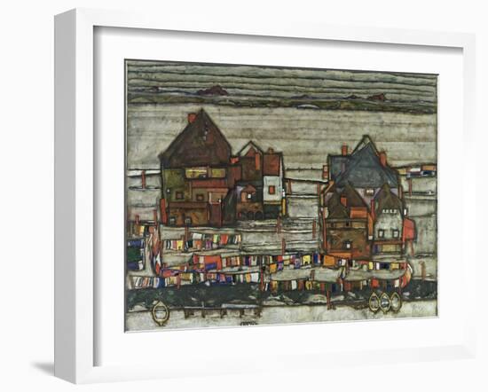 Houses with Washing Lines, 1914-Egon Schiele-Framed Giclee Print