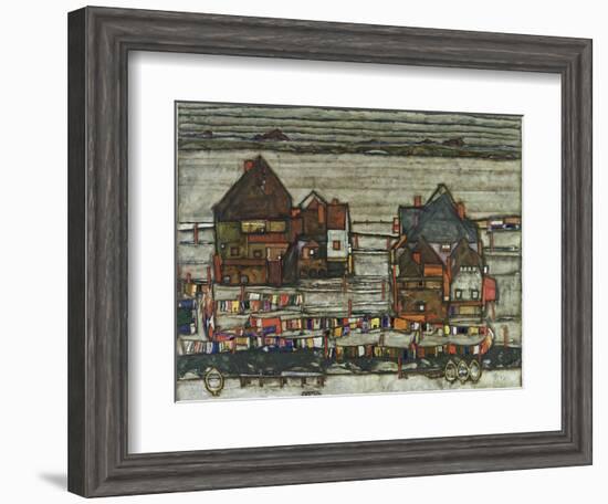 Houses with Washing Lines, 1914-Egon Schiele-Framed Giclee Print