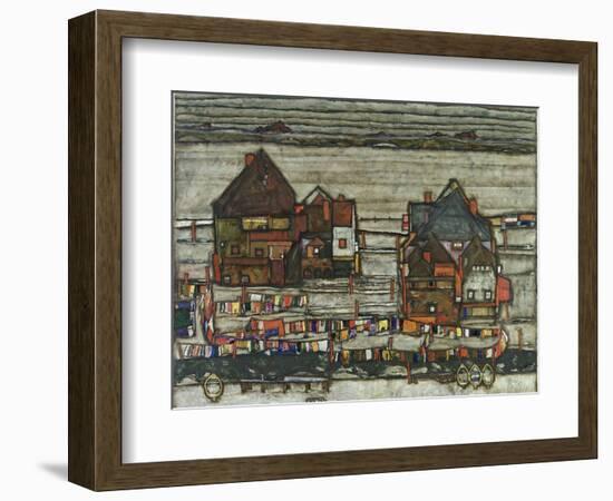 Houses with Washing Lines, 1914-Egon Schiele-Framed Giclee Print