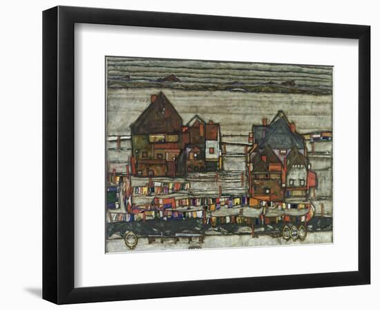 Houses with Washing Lines, 1914-Egon Schiele-Framed Giclee Print
