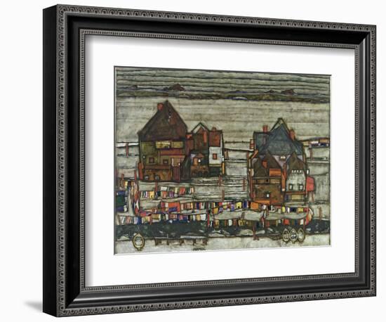 Houses with Washing Lines, 1914-Egon Schiele-Framed Giclee Print